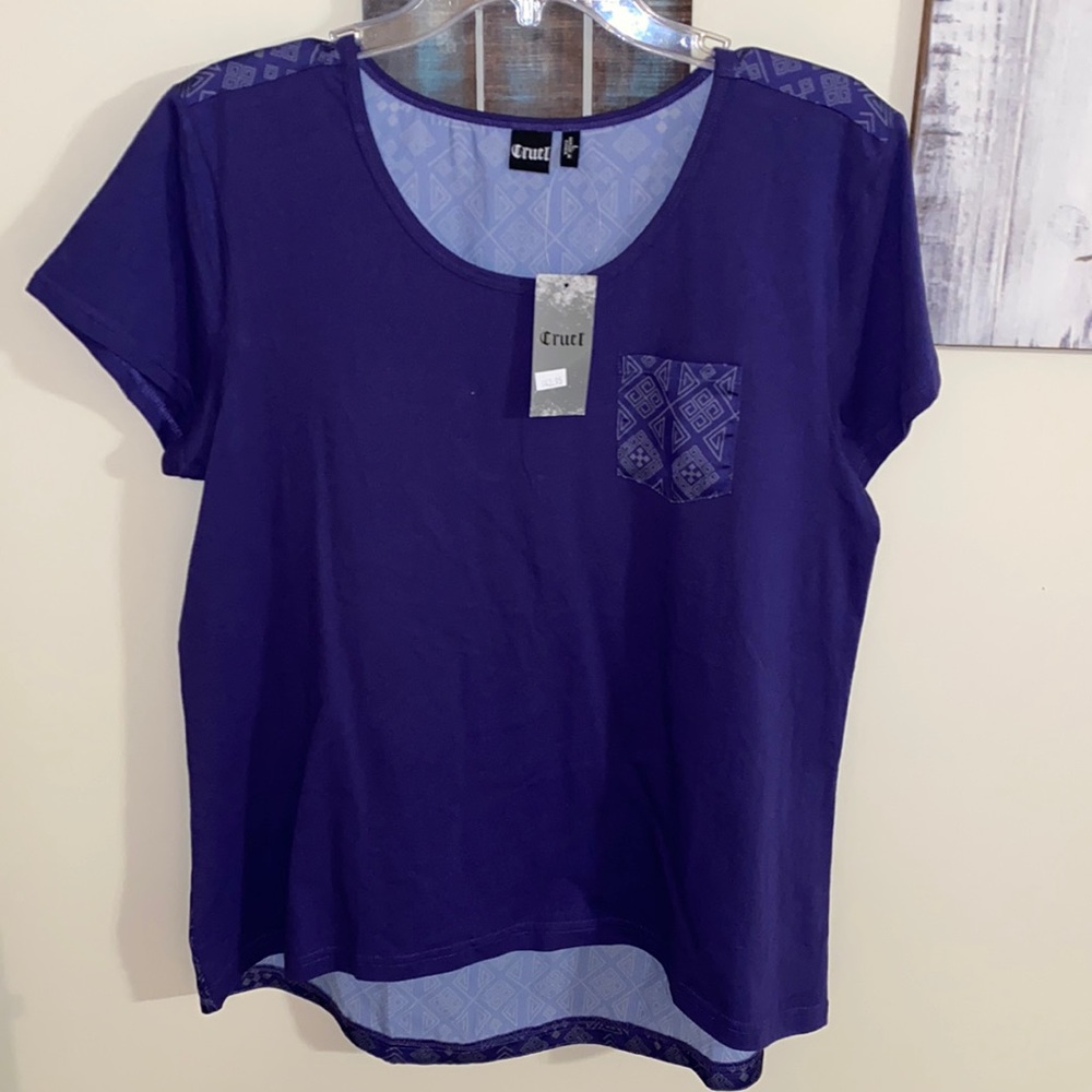 Cruel pocket shirt- Large- mixed media- purple